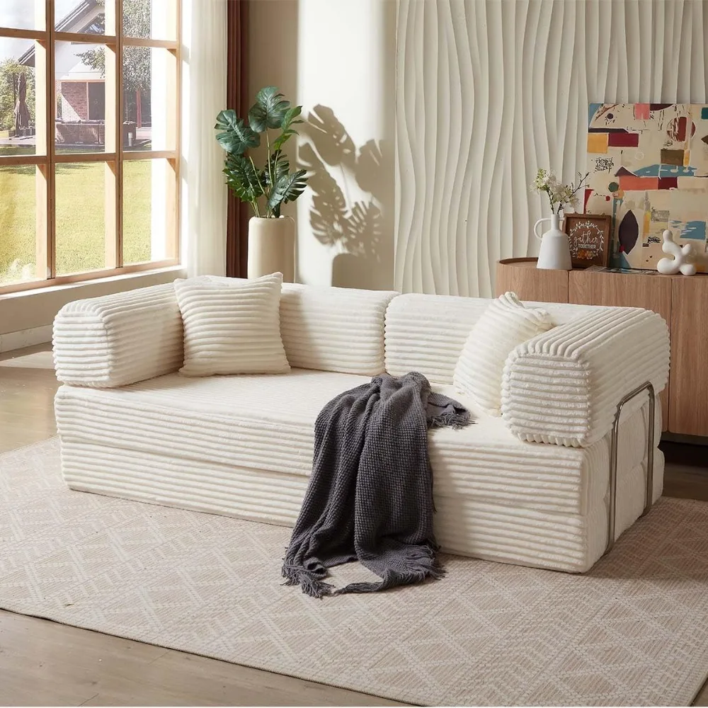 أريكة سرير قابلة للطي وقابلة للتحويل مع مرتبة سروال قصير سحابي، إطار ثابت الشكل، أريكة أرضية قابلة للطي لمقعد مريح #2