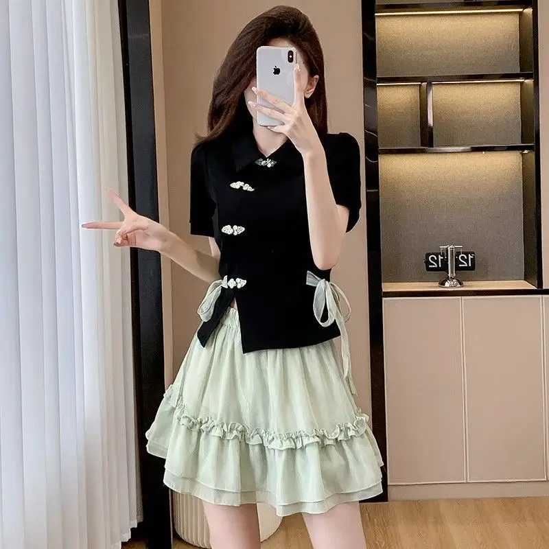 

Mini Female Outfits Short Cheap Clothing Offers New Matching Chic and Elegant The Function Co Ord Women's Two Skirt Piece Set