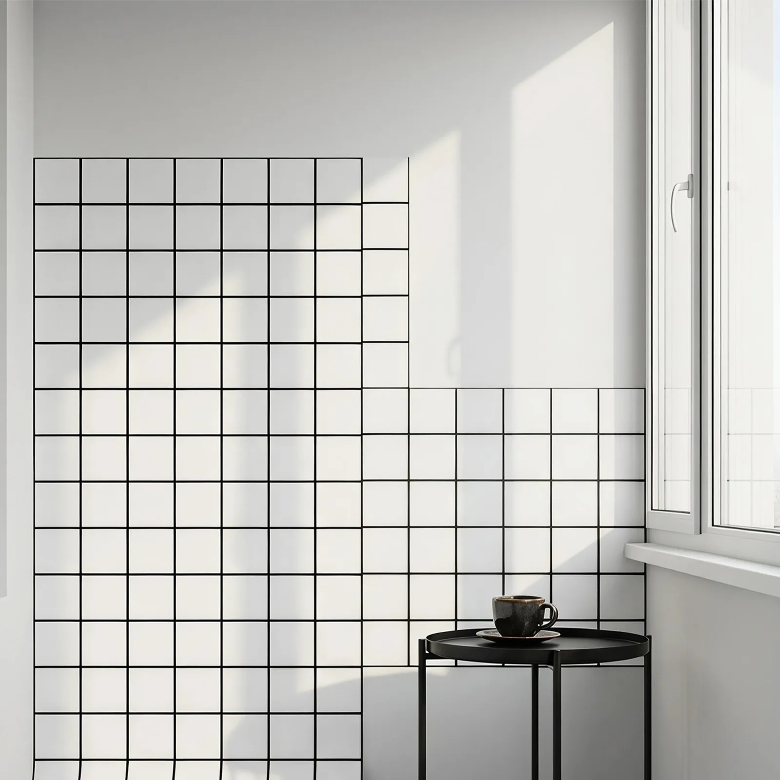 1 Roll Waterproof Bathroom Wall Tile Peel Stick White Grid Retro Anti-Collision Self Adhesive Tile Stickers Kitchen Wall