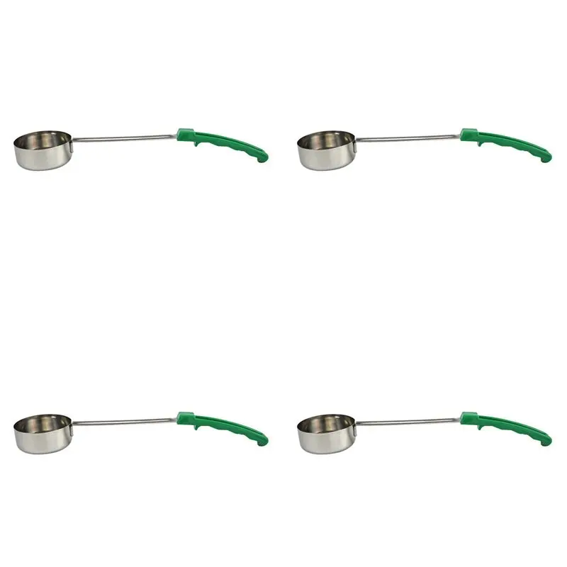 【PARTY  DAY】4X Pizza Spread Sauce Ladle Rubber Handle Flat Bottom Kitchen Cooking Spoon Stainless Steel-4 Oz