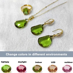 Turkish colored stone colored Sultanite stone Jewelry Set Fashion Simple Pea Shape Jewelry Three-piece Set for women