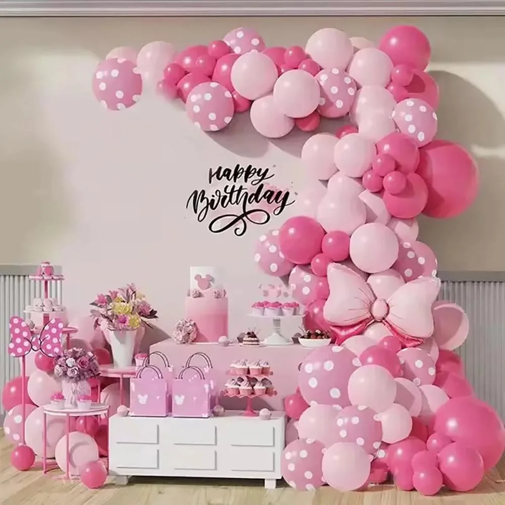 1 Set Cartoon Rosa-Rote Latex-Ballon-Girlande Kit 32 Zoll Nummerierte Rosa Schleife Geburtstagsparty Deko-Ballons Babyparty Geschenk
