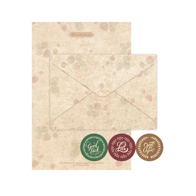 12 Pcs/Set Vintage Flower Envelope Set Classical Writable Letter Paper Sealing Sticker Envelope Set School Office Stationery