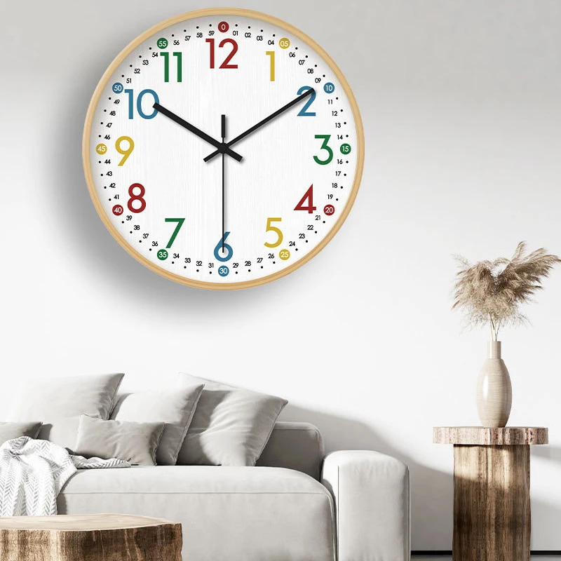 

Minimalist Wooden Wall Clock Silent Sweep Movement Natural Wood Frame Analog Clock for Home Living Room Decor