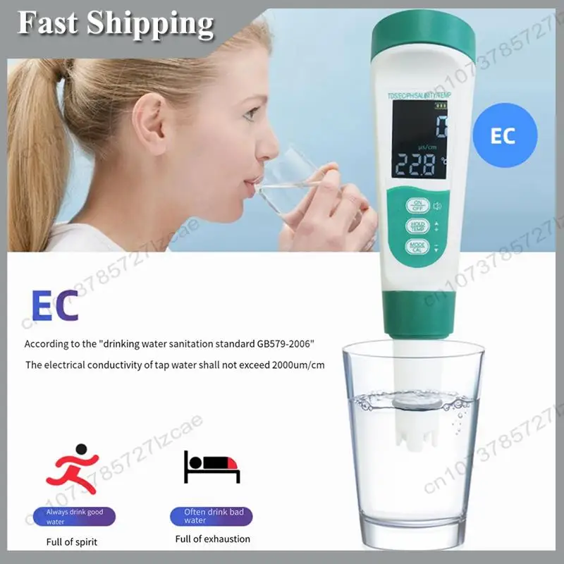 

-A99Z Water Quality Test Pen Ph Meter Detector Tds Salinity Meter Voice Model EC Acidity Multi-Parameter Water Quality Tester
