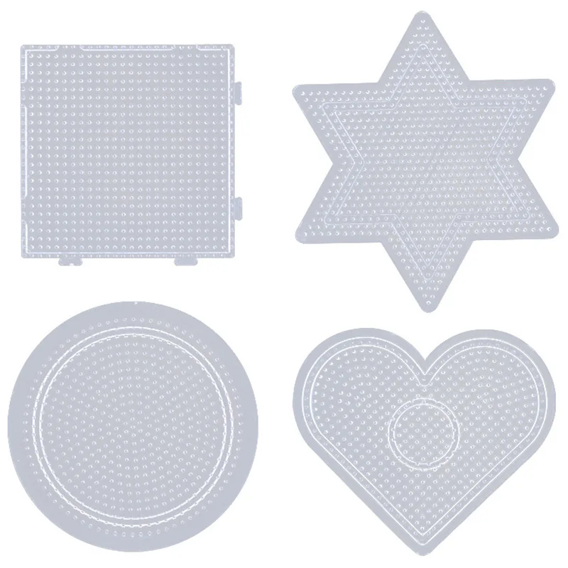 4pcs 2.6/5mm Practical PE Clear Square Melting Bead Pegboards Board Circle Puzzles Beads Template For DIY Fuse Bead