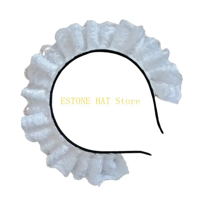 49mf Bandons en dentelle plissée délicate fille prenant une photo Hoop Maid Costume Tool