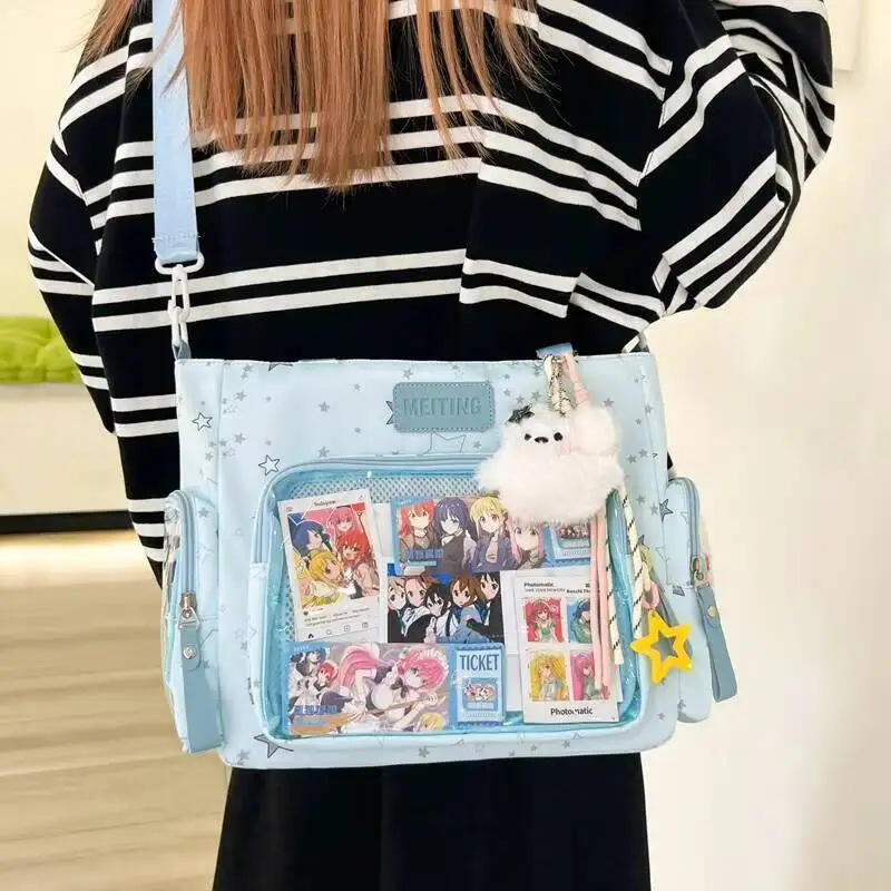 Neue Y2K Niedliche Stern-Comic Ita-Tasche Damen Mode Schultertaschen Lolita Mädchen Transparente Tragetasche DIY Display Umhängetasche Handtasche – Detail 4