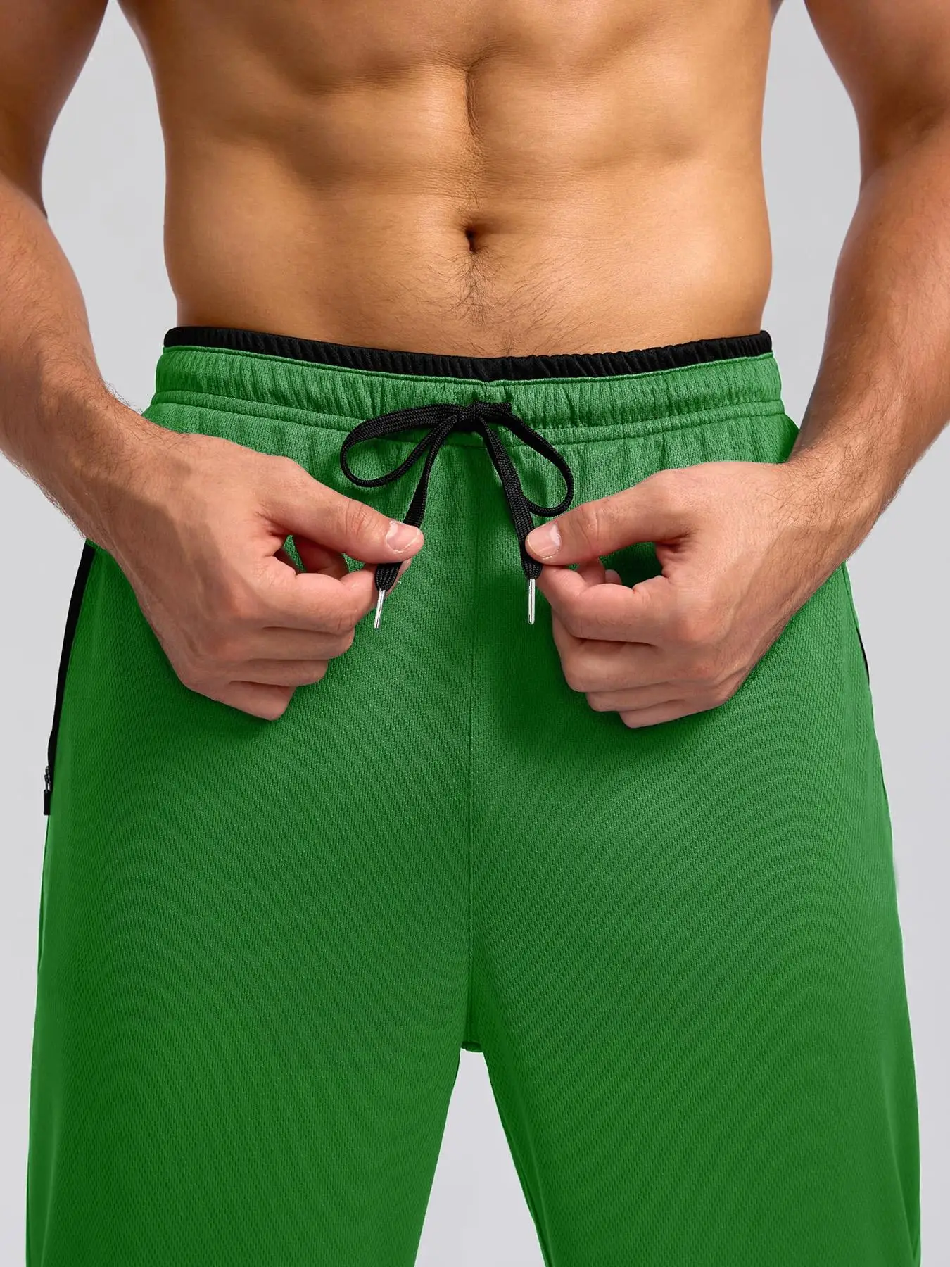 Schnell trocknende, atmungsaktive, leichte Activewear-Hose für Herren mit elastischem Bund und Reißverschlusstaschen für Fitnessstudio, Freizeit, Fitness, Laufen, Wandern – Detail 14