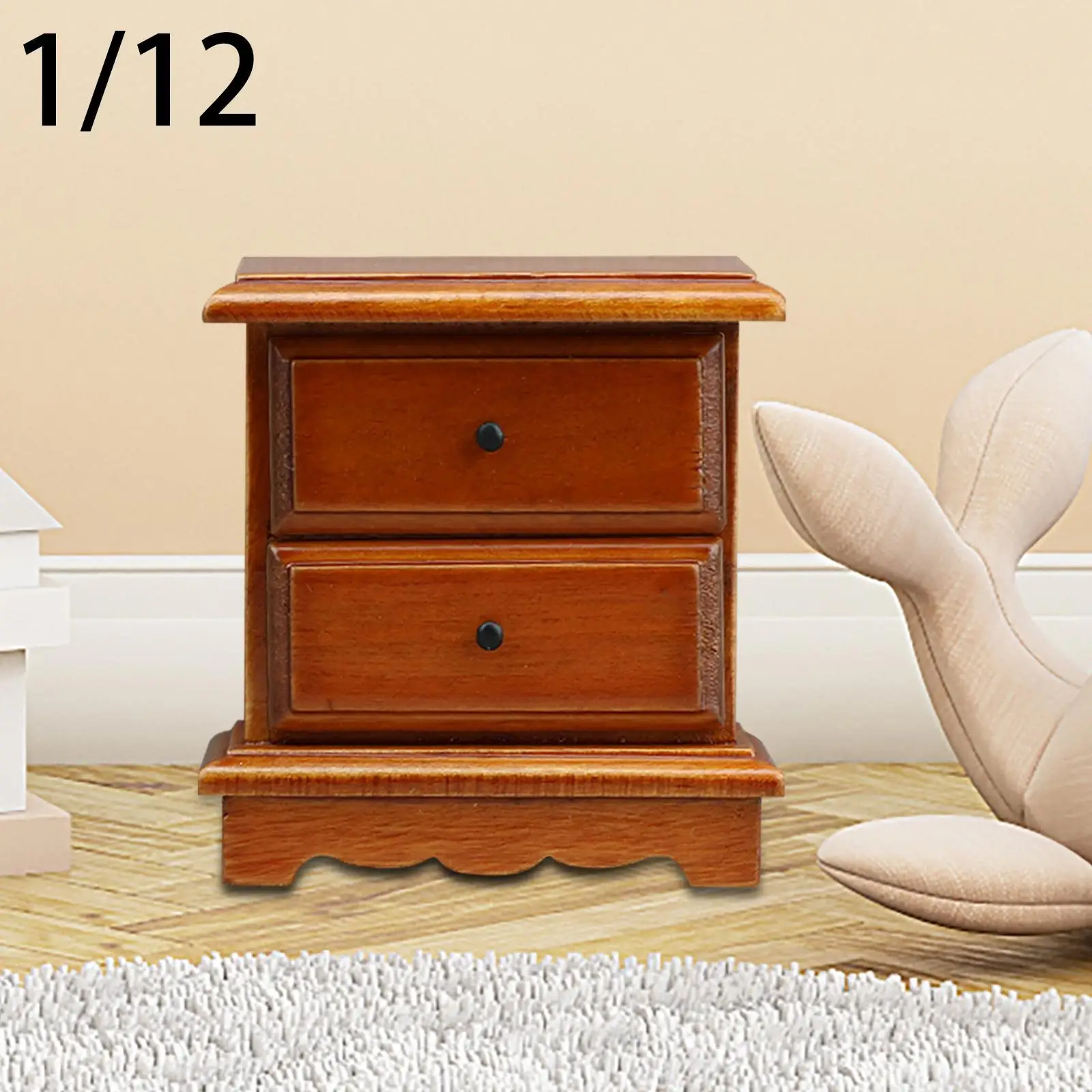 

Wooden Dollhouse Night Stand 1/12 Scale Miniature Bedside Cabinet,Dollhouse Bedside Table for Diorama Micro Landscape Decor