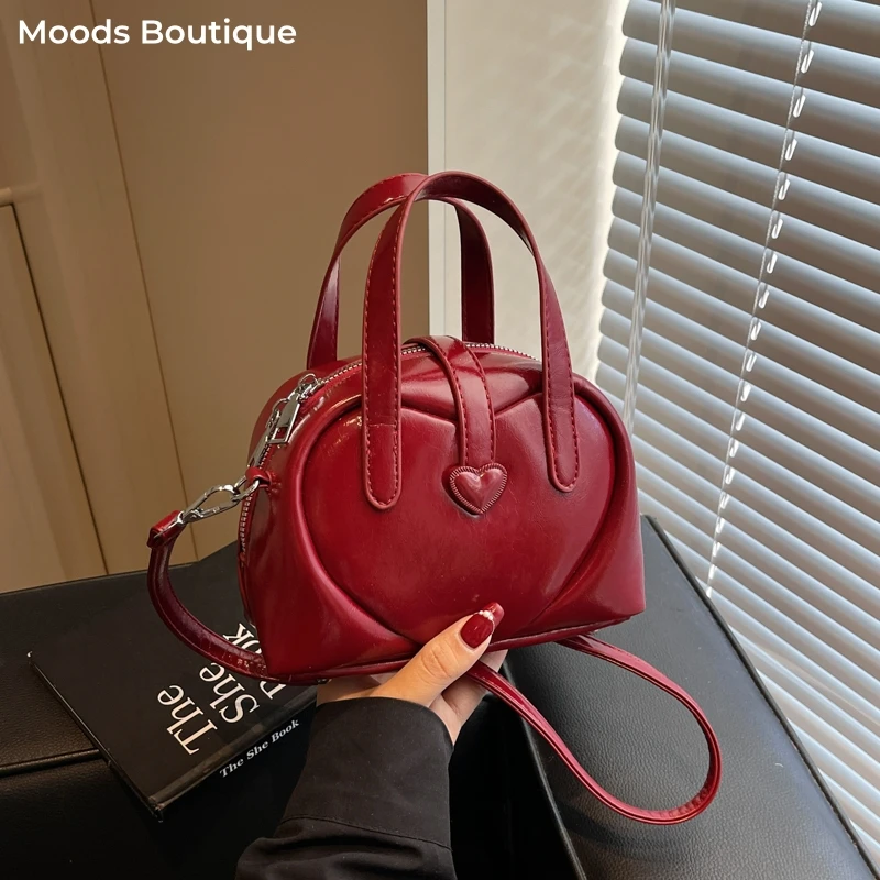 

сумка через плечо женская сумка маленькая Мини-сумки через плечо с украшением в виде милого сердца для женщин, последние дизайнерские сумки 2025 года, роскошная однотонная седельная сумка с верхней ручкой