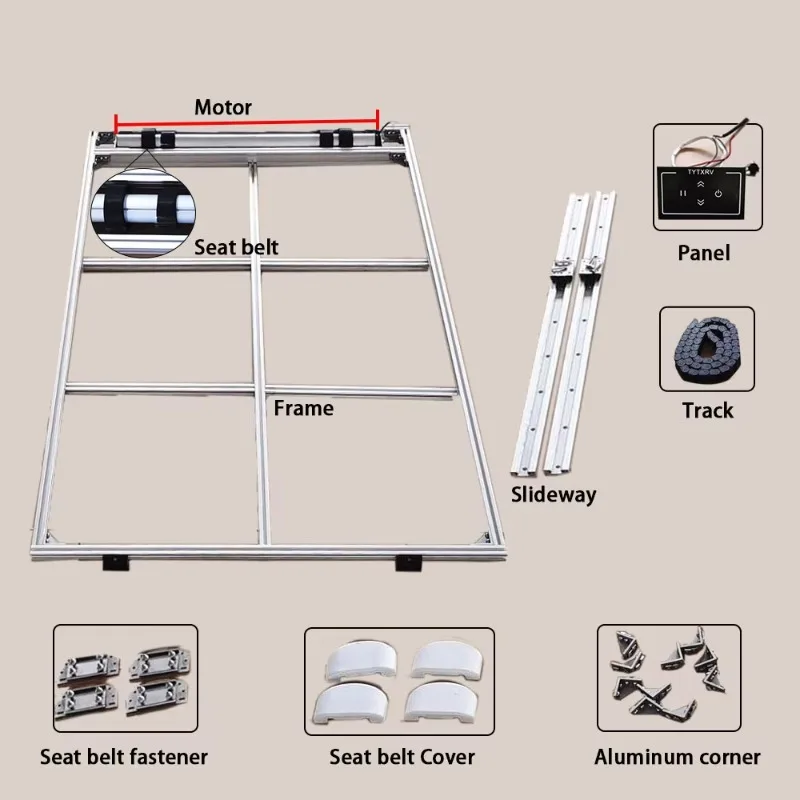 Customizable Camper Lift Bed Aluminum Profile Adjustable Motorized Lift Bed RV Bed Lift System