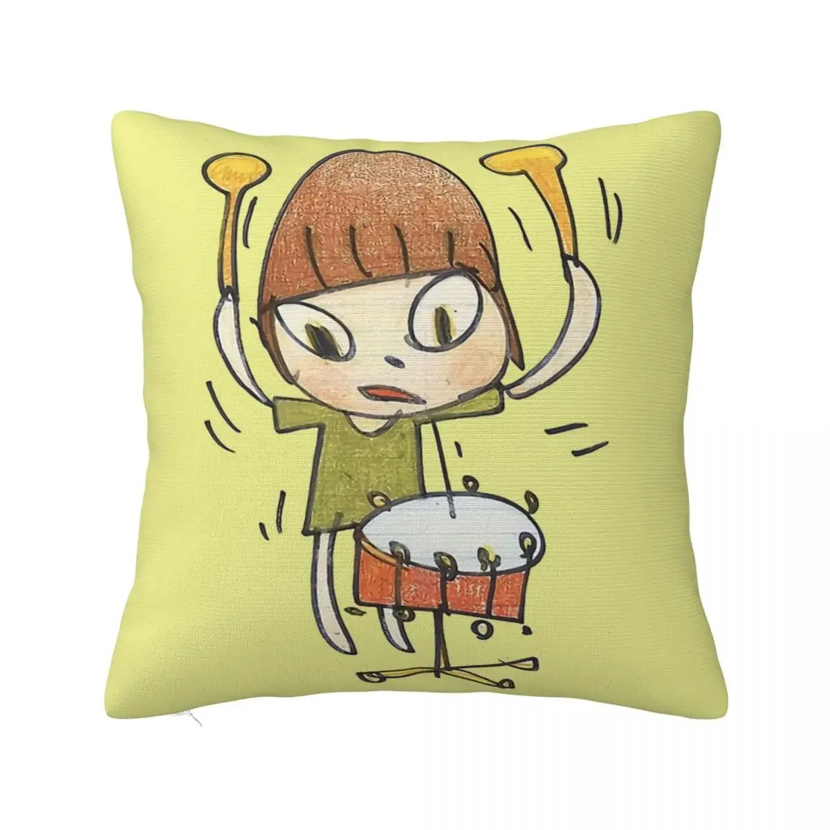 Drummer Hug Pillowcase Yoshitomo Nara Backpack Cojines Sofa DIY Printed Chair Coussin Covers Decorative