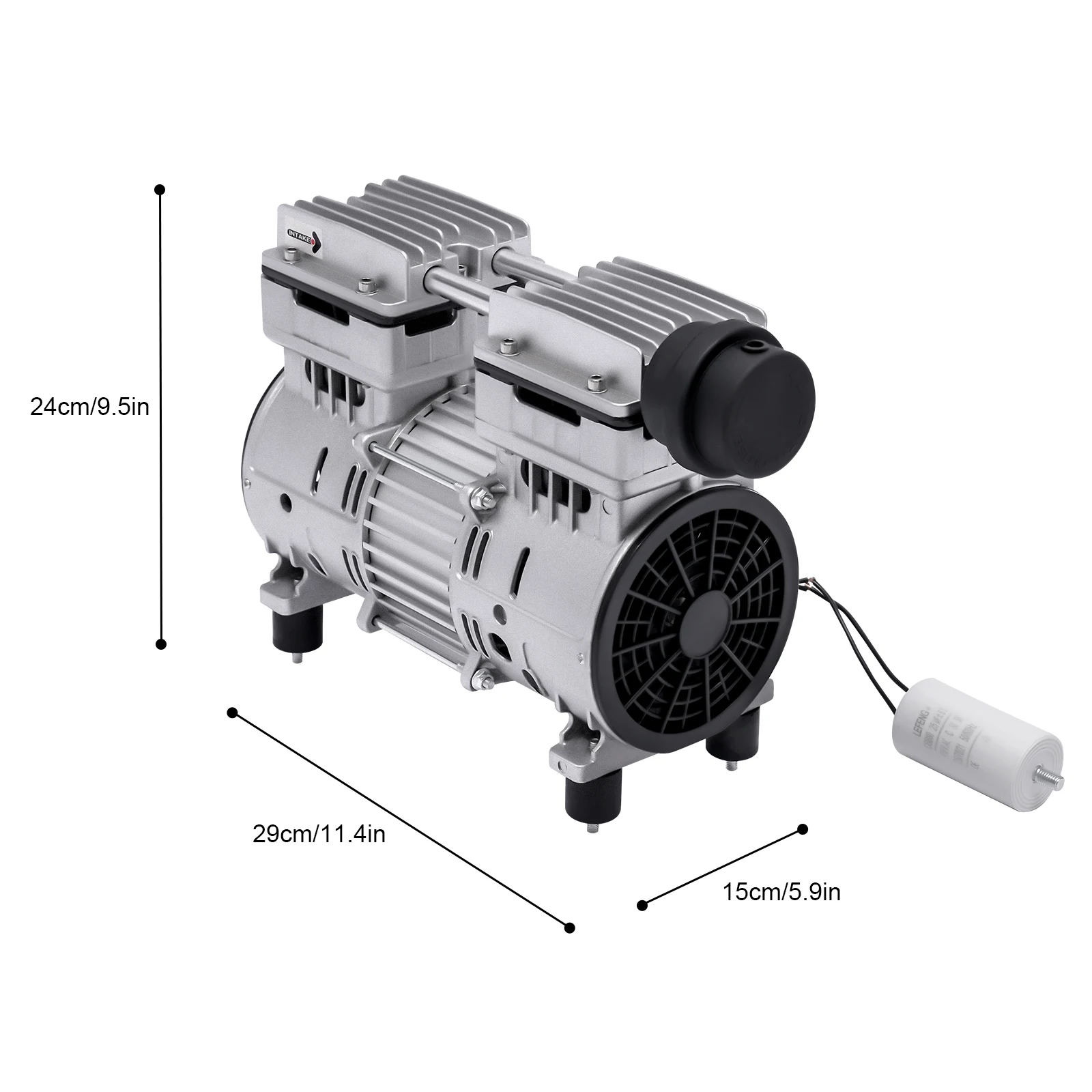 750 W 1440 U/min ölfreie Vakuumpumpe, geräuschloser Luftkompressorkopf, hocheffizienter silberner kleiner Luftpumpenkopfmotor – Detail 4