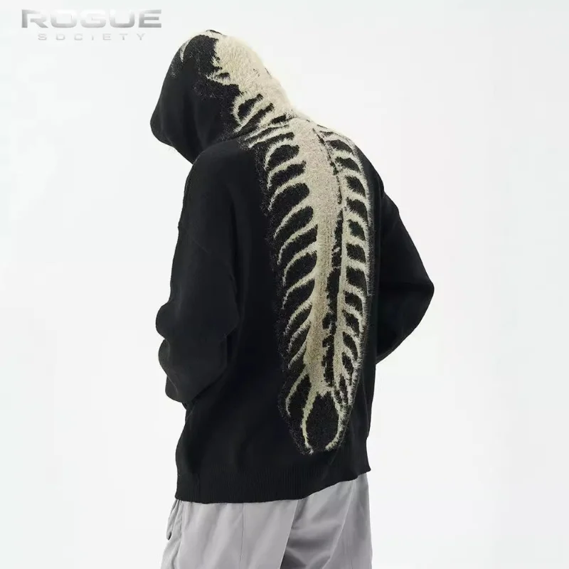 Luxury Sweater Retro High Street American Men Centipede Pattern Sweater Vibe Hooded Harajuku Ins Men Women Trendy Y2K Sweaters