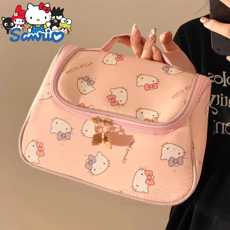 Sanrio Hello Kitty New Portable Cosmetic Bag Cartoon Fashion Women's Cosmetic Bag Large Capacity Storage Travel Toiletry Bag