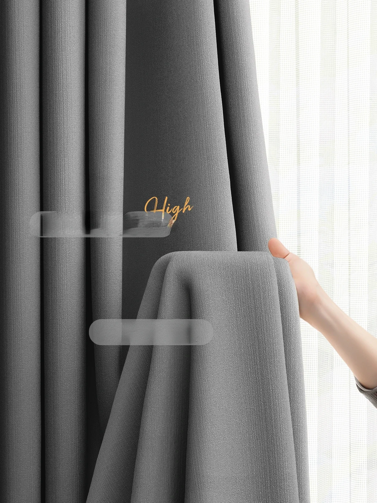 

Custom Living Room Curtain Cloth Blackout New Bedroom Finished Product High-end Atmospheric Chenille High-end Gray Cream Velvet