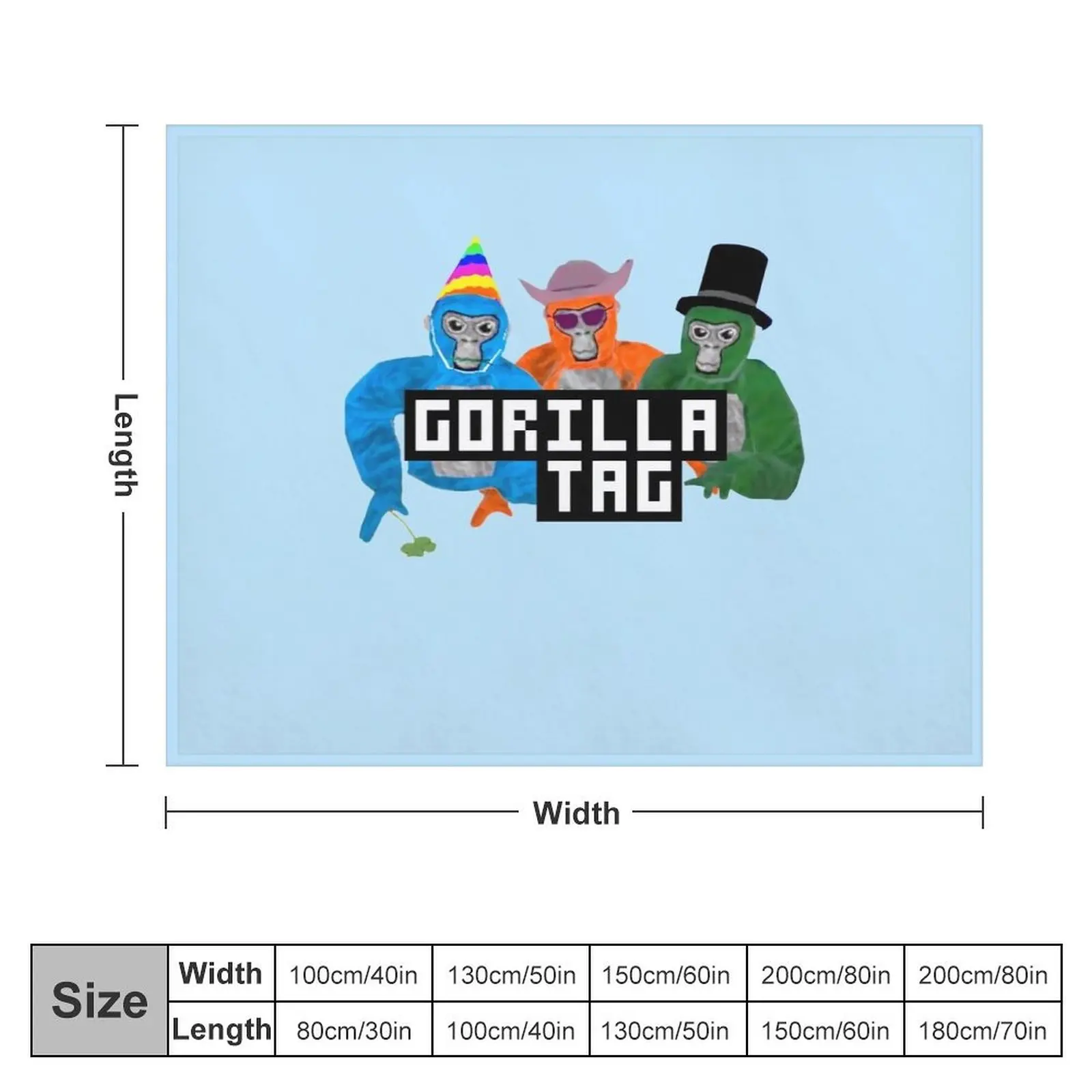 Gorilla Tag Party Hat Gorilla Tag Merch Men Women Shirt Boy Girl Young Shirt Hoodie Long Sleeve Sweatshirt Throw Blanket