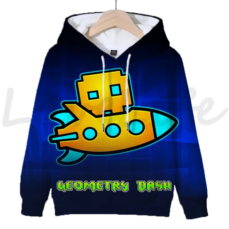 Children Angry Geometry Dash Hoodies Girls Boys Cartoon Game Sweatshirts Kids Clothes 3D Print Hoody Pullovers Outwears Sudadera