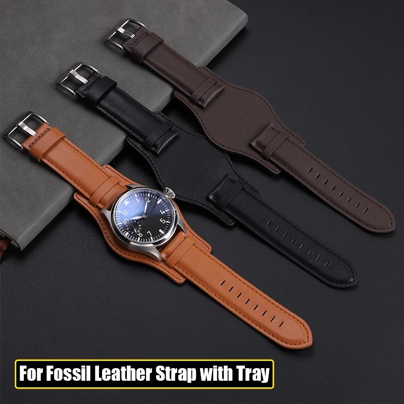 For Fossil FS4656 CH2564 CH2565 CH2891CH3051 PAM Tudor Watchband Cow Leather wristband With tray bracelet Watch strap 22 24mm