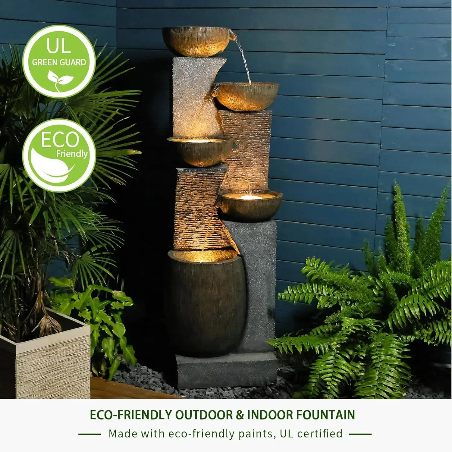 51.4" H Outdoor Garden Water Fountain for Garden, Patio, Backyard, Deck, Porch and Home Art Decor, Large Outdoor Fountain