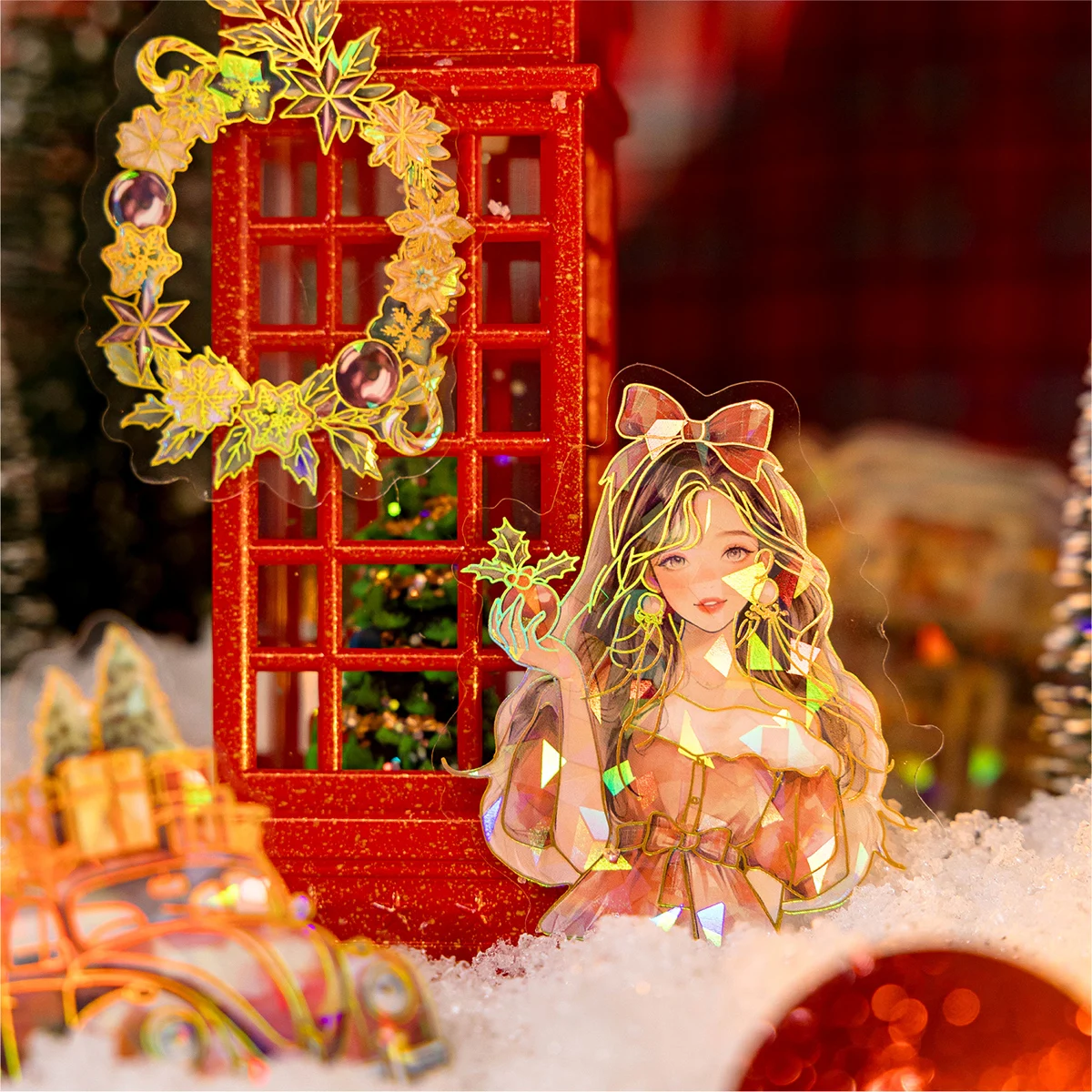 6Style 25Pcs/bag Multi-material Ice Crystal PET Stamping Sticker Pack Creative Decoration DIY Handbook Scrapbook Diary Glasses