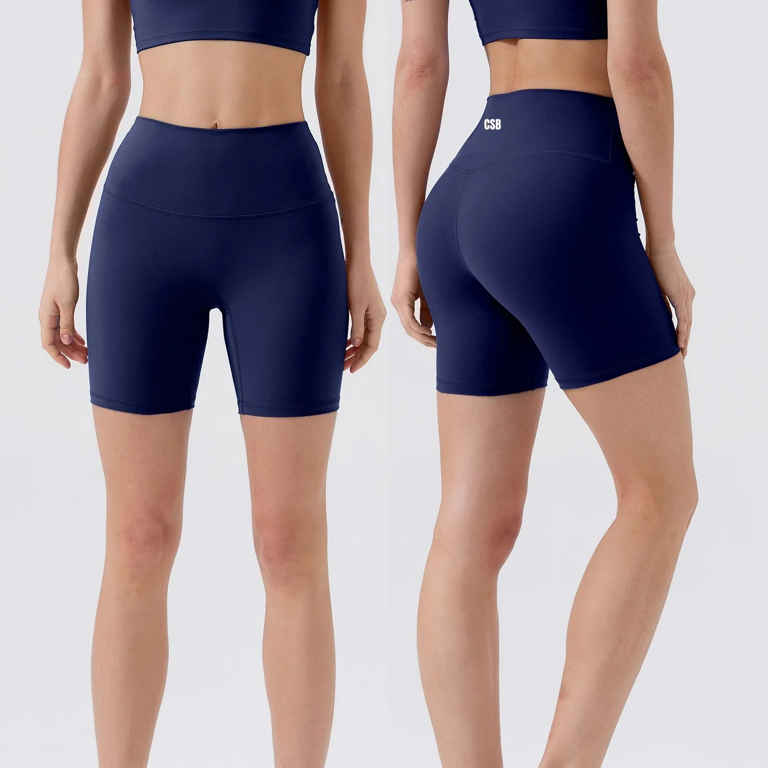CSB Women High Waist Biker Shorts Squat Proof Naked Feel Yoga Shorts Butt Lift Tummy Control Gym Running Cycling Sports Shorts