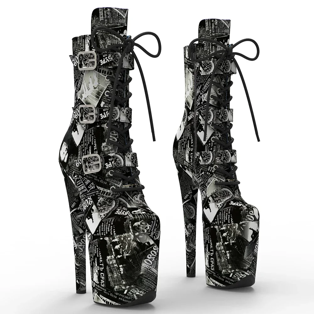 Leecabe 20CM/8inches PU Upper Fashion trend sexy High Heel platform Pole Dance boot