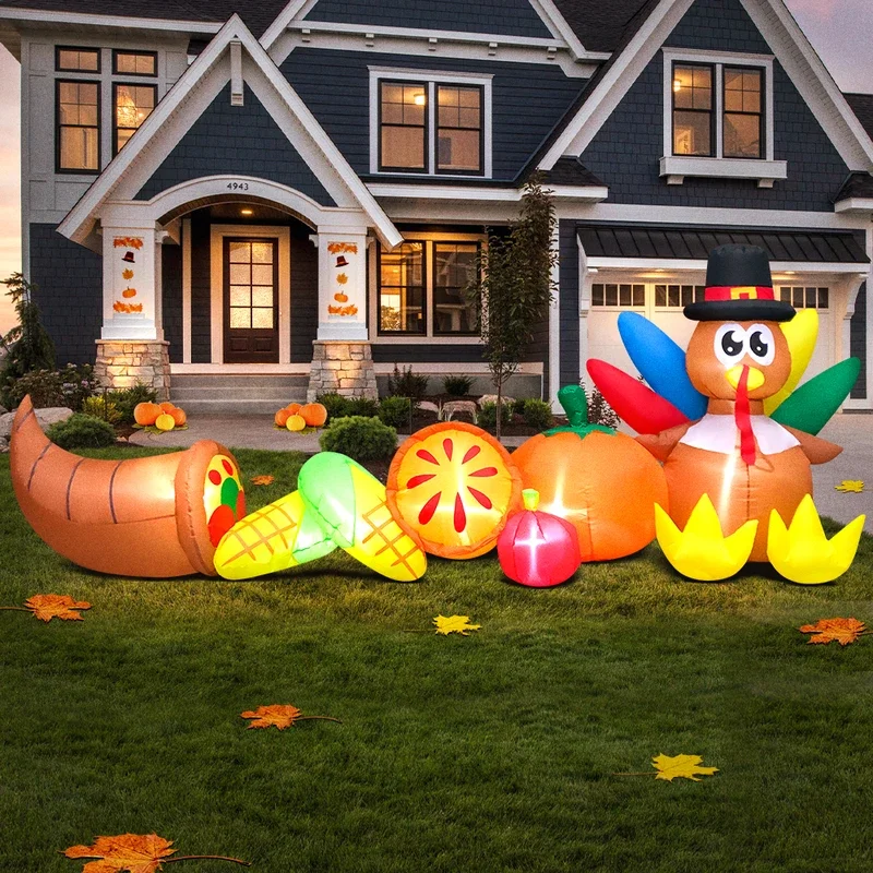 New Christmas Thanksgiving Turkey Inflatable Decoration Home Outdoor Food Pumpkin Decor Yard Garden Party