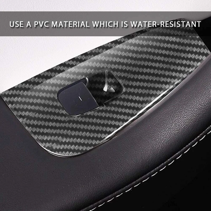 For Tesla Model Y Carbon Fiber Car Interior Window Lift Switch Button Panel Cover Frame Trim Car Accessories image 3