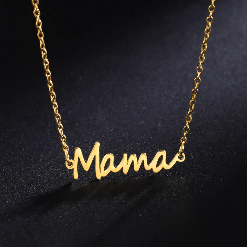 Naszyjnik z literą Mama dla mamy Nowa moda Naszyjnik Choker ze stali nierdzewnej dla kobiet Biżuteria Prezent na Dzień Matki Hurtownia