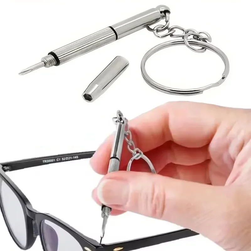 Steel Glasses Screwdriver Eyeglass Screwdriver Watch Repair Kit with Keychain Portable Hand Tools Precision Screwdriver Tools