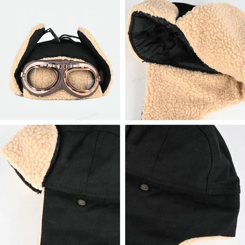 Gorro Aviador Térmico Antiviento con Gafas - usage example