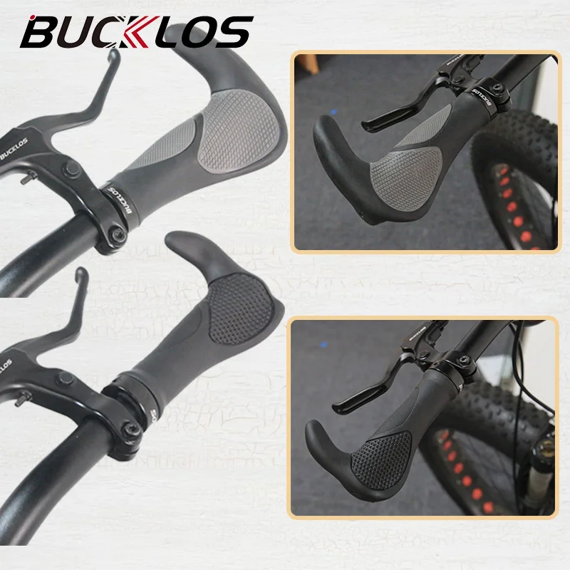 

BUCKLOS Bicycle Hanslebar Grip Ergonomic MTB Bike Grips Sheep Horn Sub MTB Cuffs Extended Bar End Cycling Handle Grips