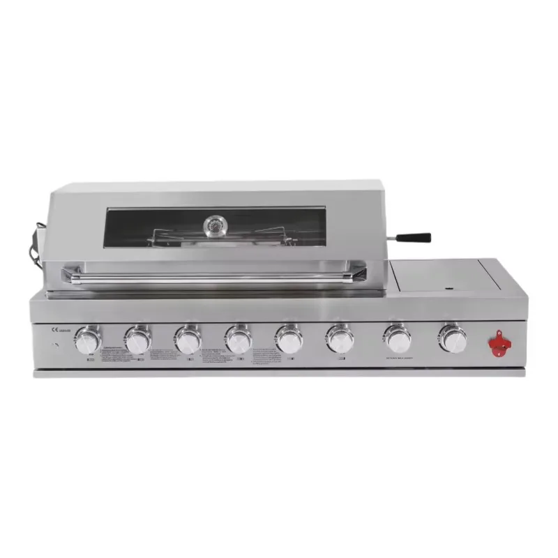 Modern Built-in Gas Grill Black Titanium Stainless Steel Vertical Ventilated Smokeless BBQ Adjustable Heating Area