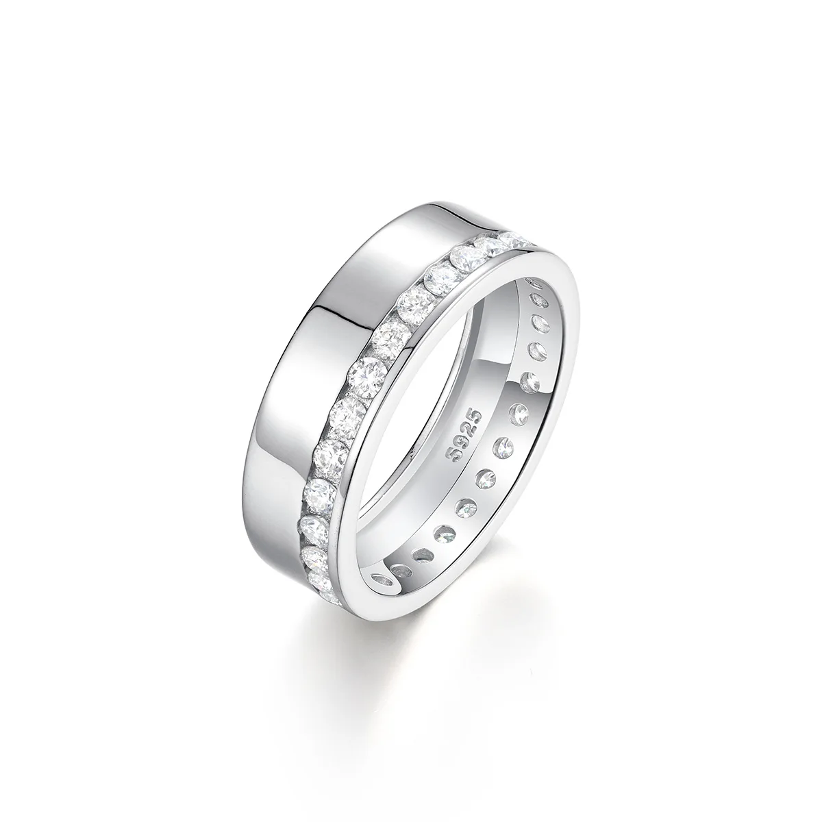 

LYCFN S925 Sterling Silver 3MM Full Moissanite Men Ring with GRA Wedding Band Asymmetrical Eternity Diamond Ring Luxury Jewelry