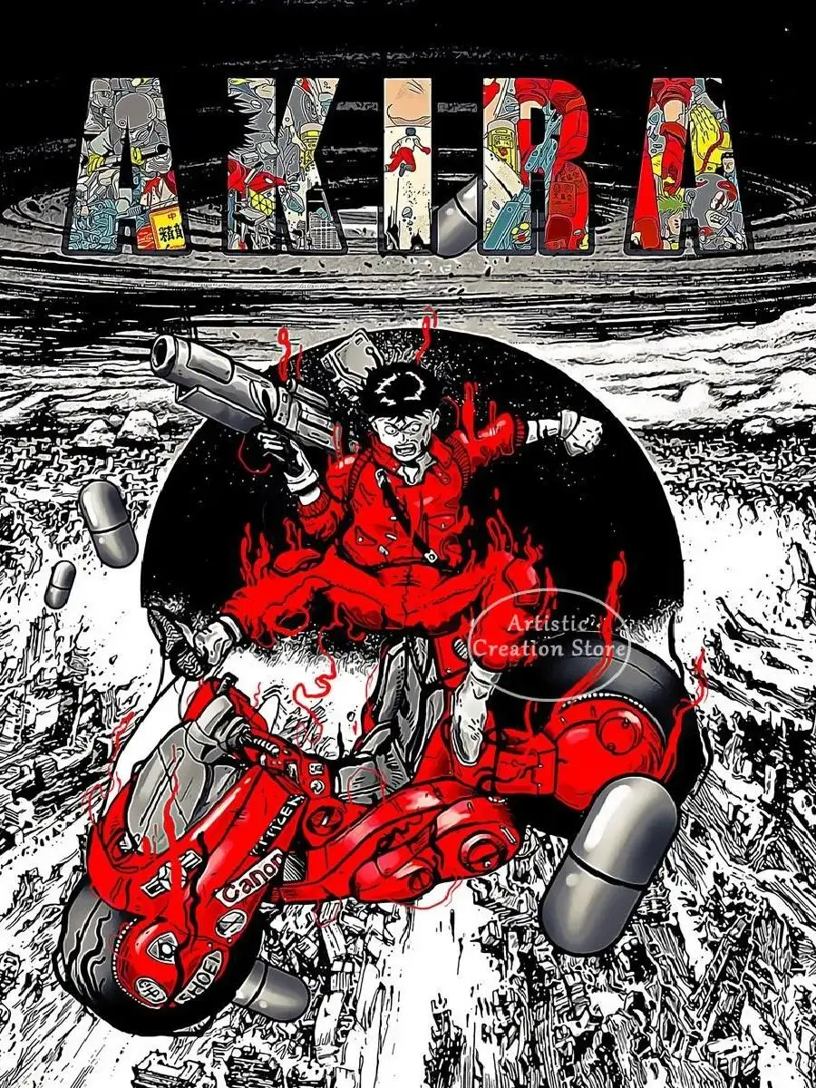 Akira Anime Canvas Poster - Future Tokyo Sci-Fi Cartoon Wall Art for Bedroom Decor