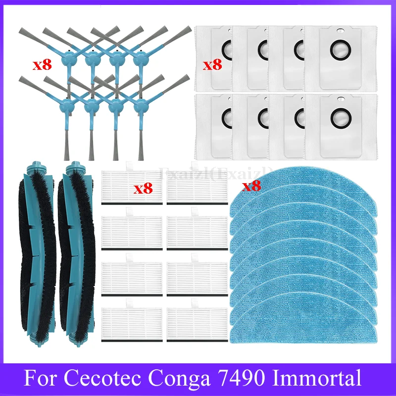 Accessories For Cecotec Conga 7490 Immortal / 8290 Immortal / Kabum Smart 900 Vacuum Cleaner Spare Parts Brush Mop Filter Part