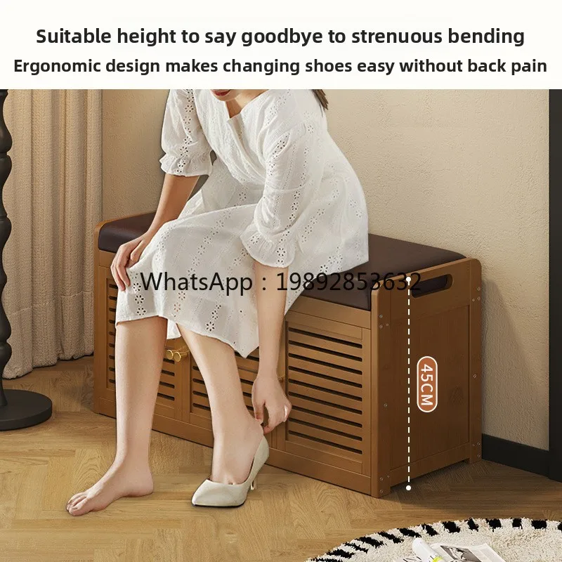 LYY Shoe Changing Stool with Soft Cover and Door, Simple Shoe Rack for Home Entrancewith Seat, Integrated Dustproof Shoe Storage