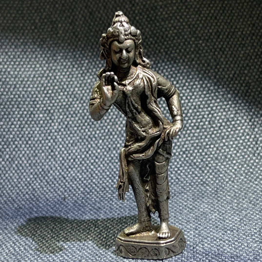 

Copper mini statue, Nepalese white Tara bronze statue ornament, idling mother pocket Buddha carving ware