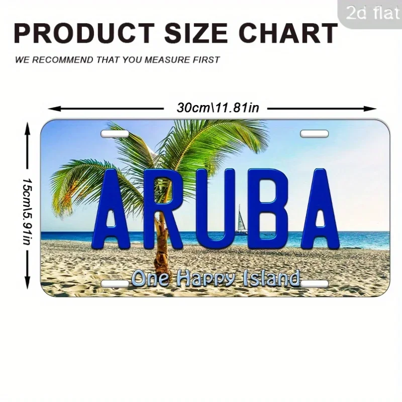 Vintage Aruba Metal Wall Sign -  Aluminum Plaque with Tropical Beach Design, 