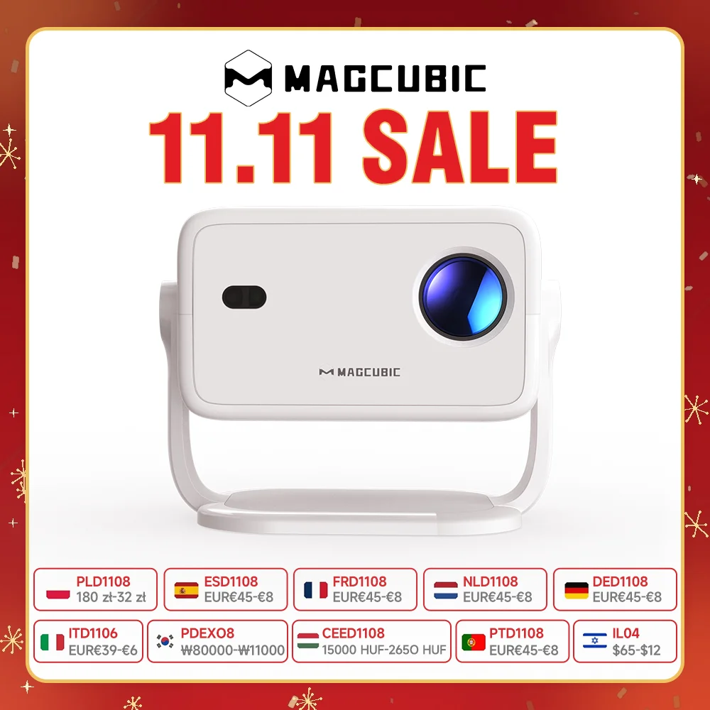 Magcubic 8K L018 안드로이드14 프로젝터 650ANSI 네이티브 1080P 자동 초점 및 키스톤 BT5.4 WIFI6 올위너 H726 휴대용 360 °   회전하다