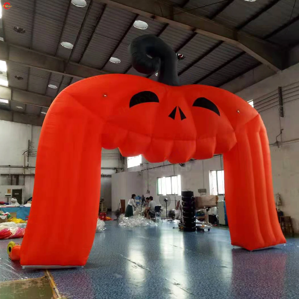 Fast Shipping 4m/6m/8m Pumpkin Face Inflatable Halloween Archway Blow Up Orange Inflatable Arch Gate For Promotion Advertising