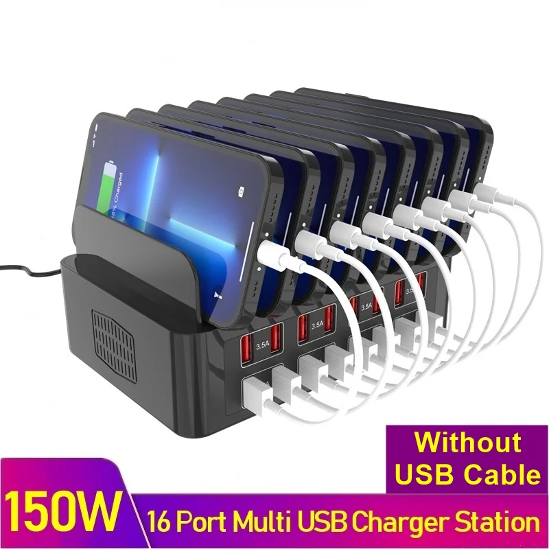 

150W Universal Multi USB Charger 16 Port 3.5A Fast Charging Station Stand For Ipad Iphone 14 13 Samsung S22 Xiaomi Tablet