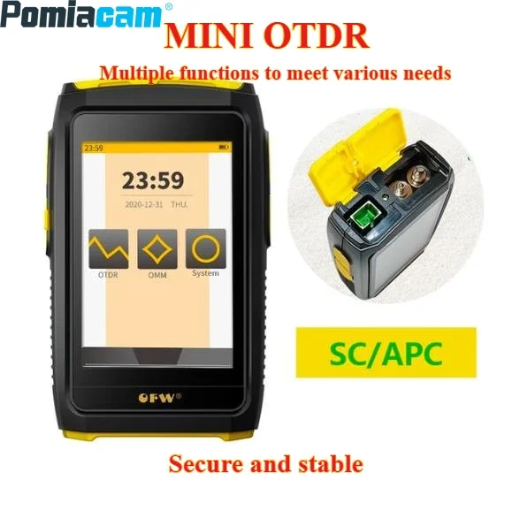 

Mini OTDR Touch Screen Tester Fiber Reflectometer with 80KM 20dB Live Active Fiber Test 1550nm OPM VFL OLS SC APC/UPC Connector