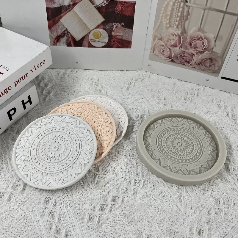 Round Coaster Resin Silicone Mold Coffee Coaster Tray Mold DIY Epoxy Resin Plaster Concrete Wine Glass Cup Mat Mould Home Decor