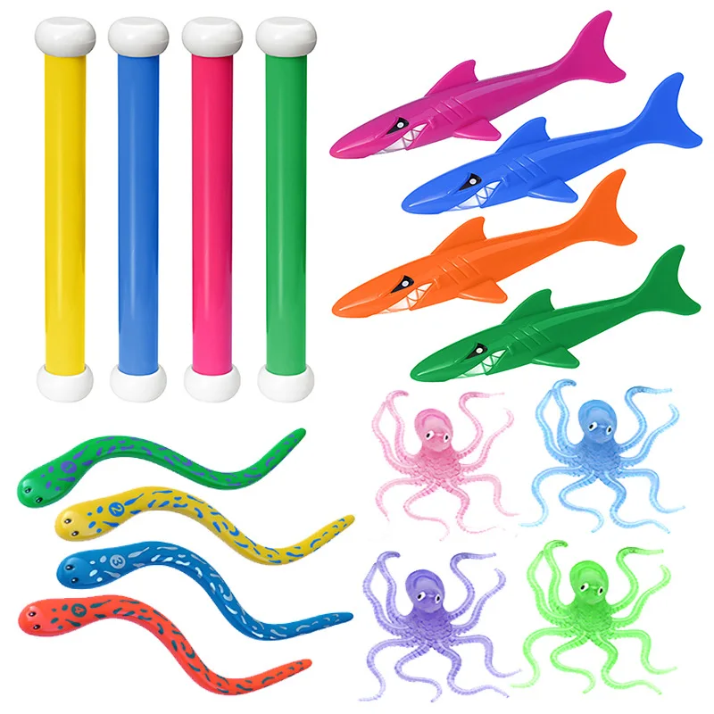 Zestaw zabawek do nurkowania, wielokolorowe zabawki do gier pod wodą w basenie, zabawki do nurkowania, kreskówkowe zabawki do rzucania i nurkowania, akcesoria do basenu.