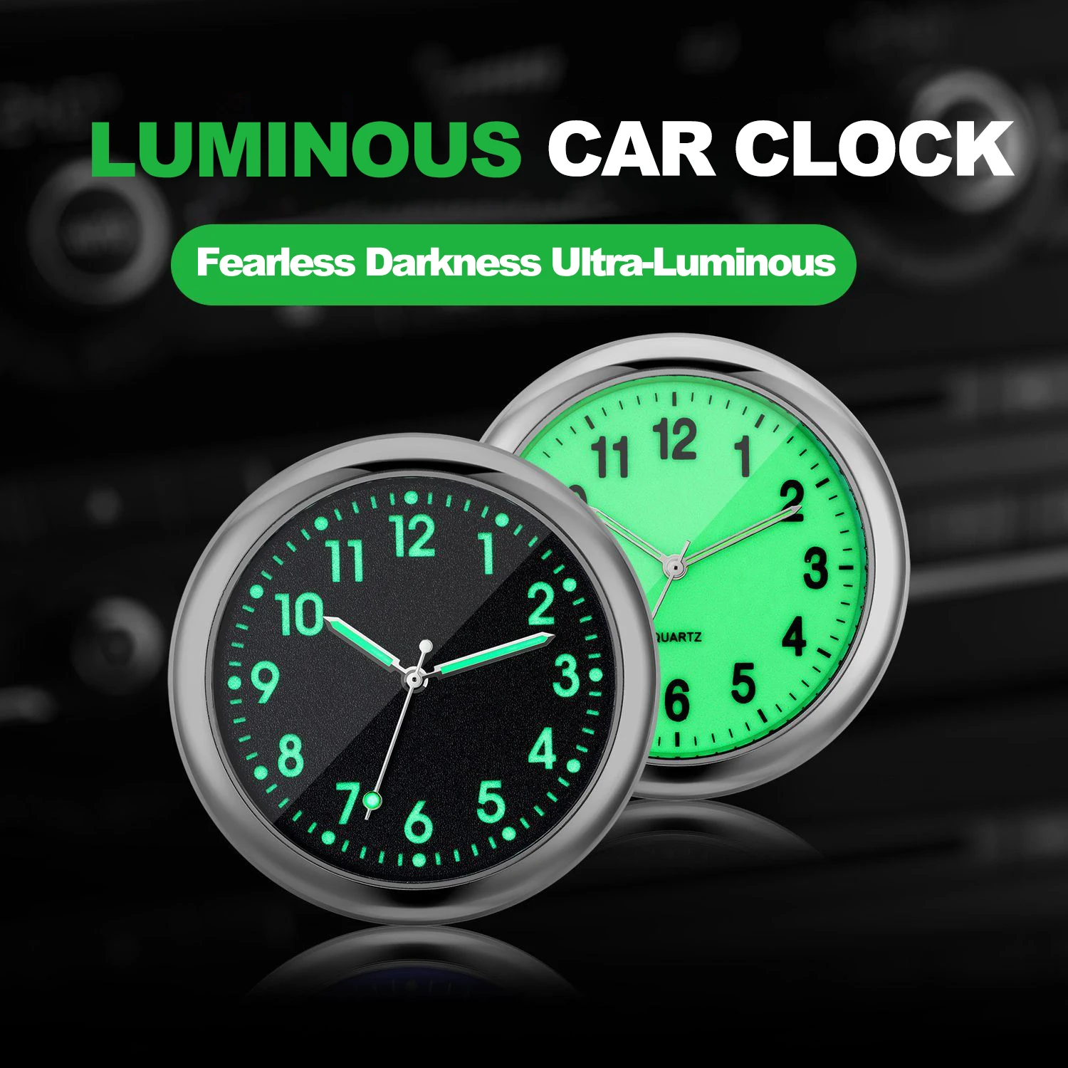 Mini Fashion Luminous Car Clock Automobiles Internal Stick-On Digital Watch Mechanics Quartz Clocks Auto Ornament Accessories