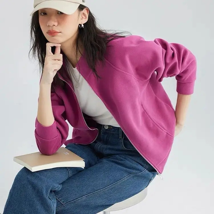 

Спортивная одежда с воротником-стойкой и двойным карманом для женщин весной и осенью 2024, новый дизайн, мягкий кардиган на молнии, куртка