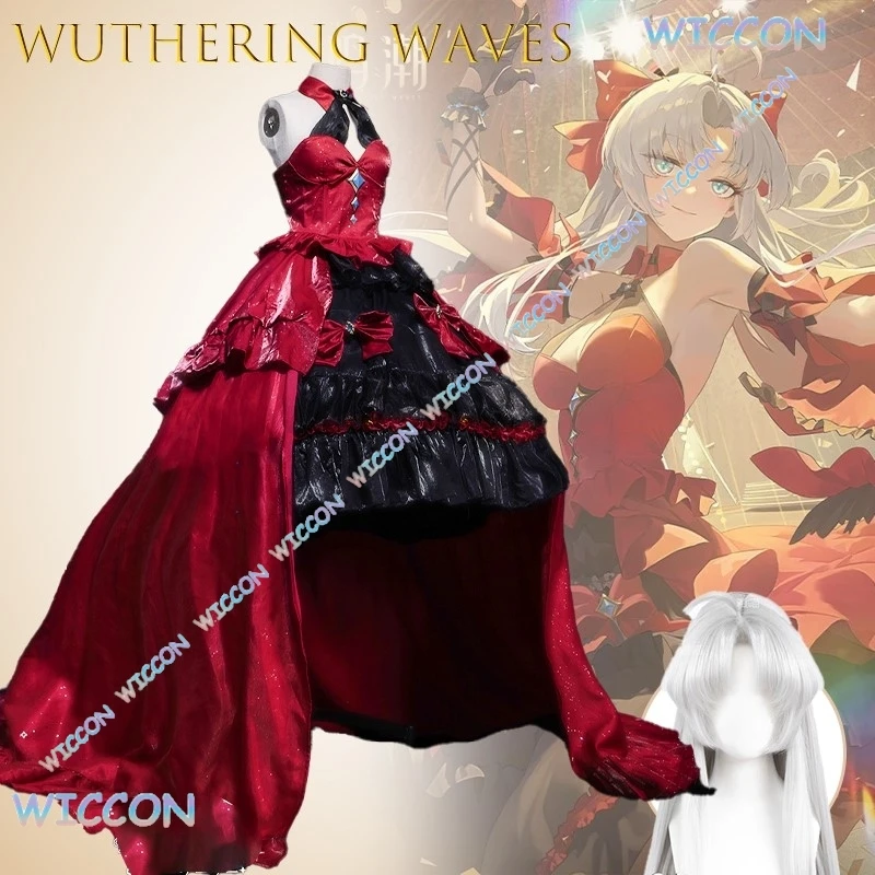 CARLOTTA Red Ball Gown Cosplay Wuthering Waves Elegant Princess Dress Evening Party Costume Lolita Halloween kawaii Christmas